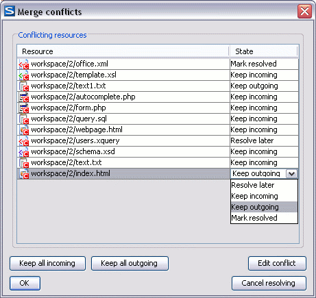 Merge conflicts dialog